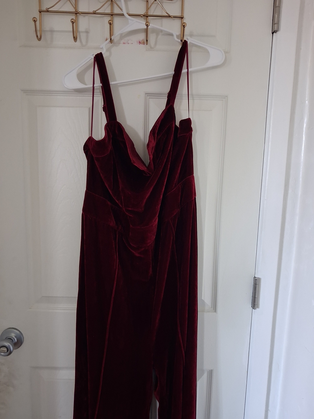 Flying Tomato Strapless Velvet Jumpsuit in Burgundy
